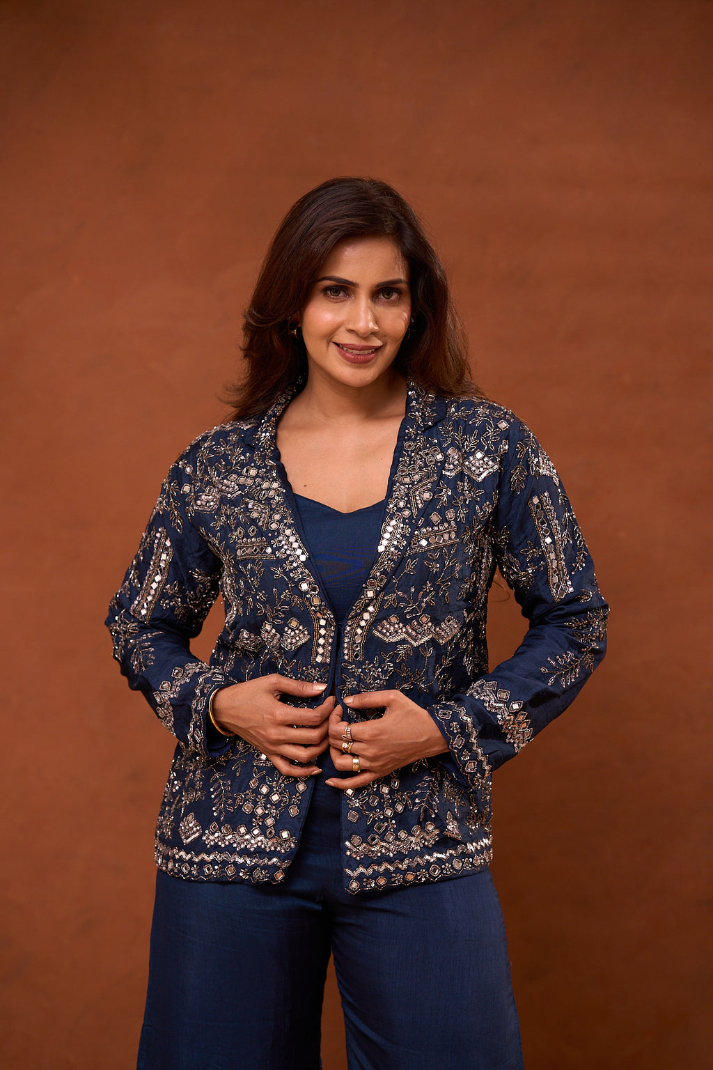 The Vara Midnight Ombre Embroidered Set