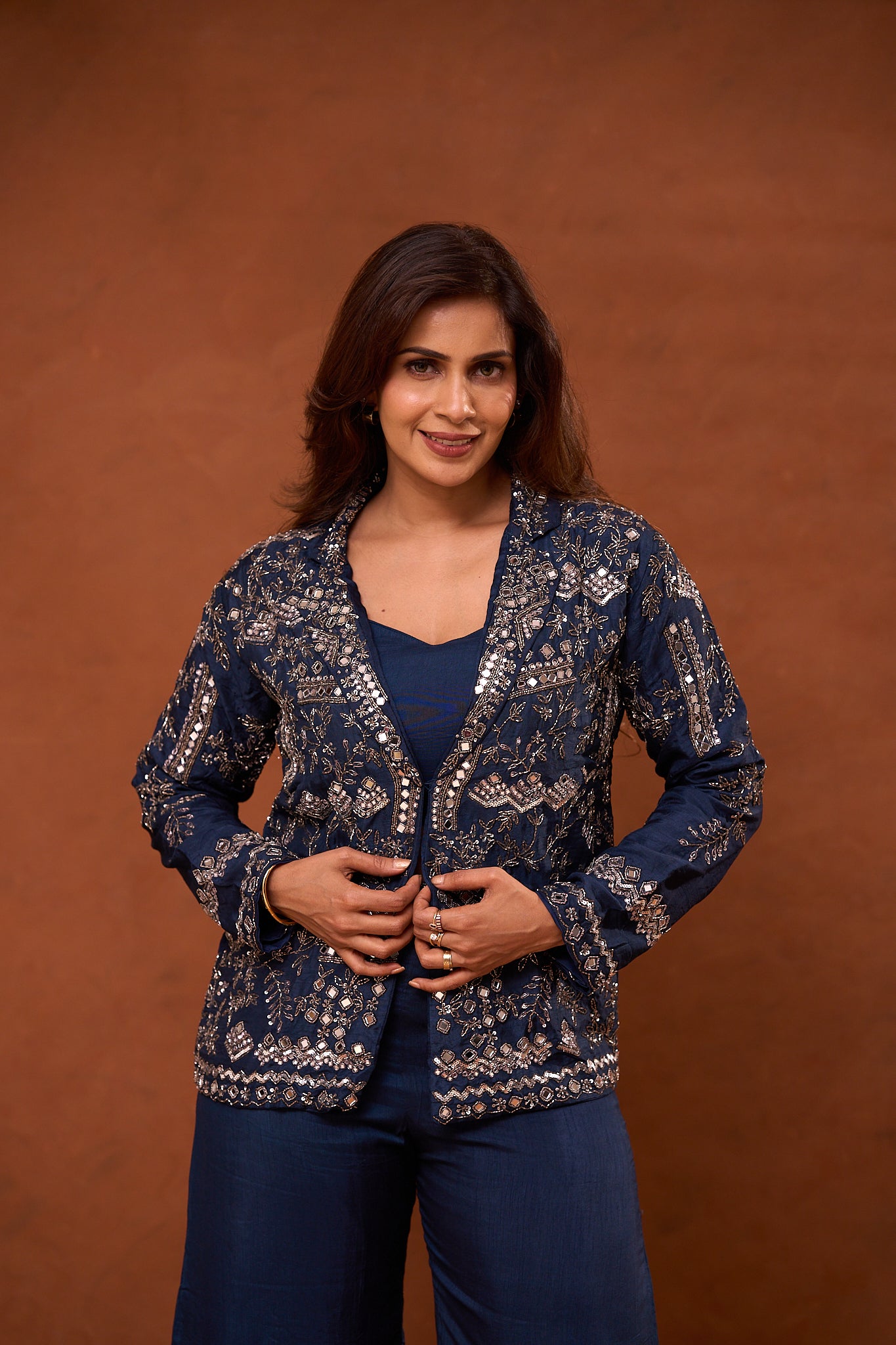The Vara Midnight Ombre Embroidered Set