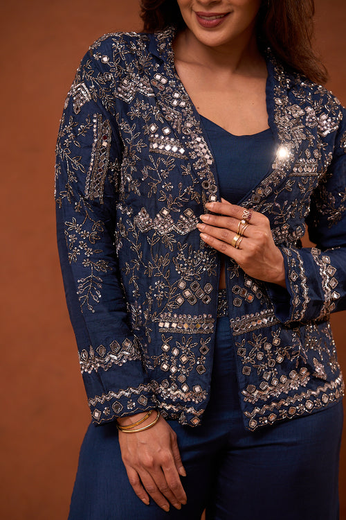 The Vara Midnight Ombre Embroidered Set