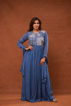 Vara Azure Embroidered Anarkali Dress