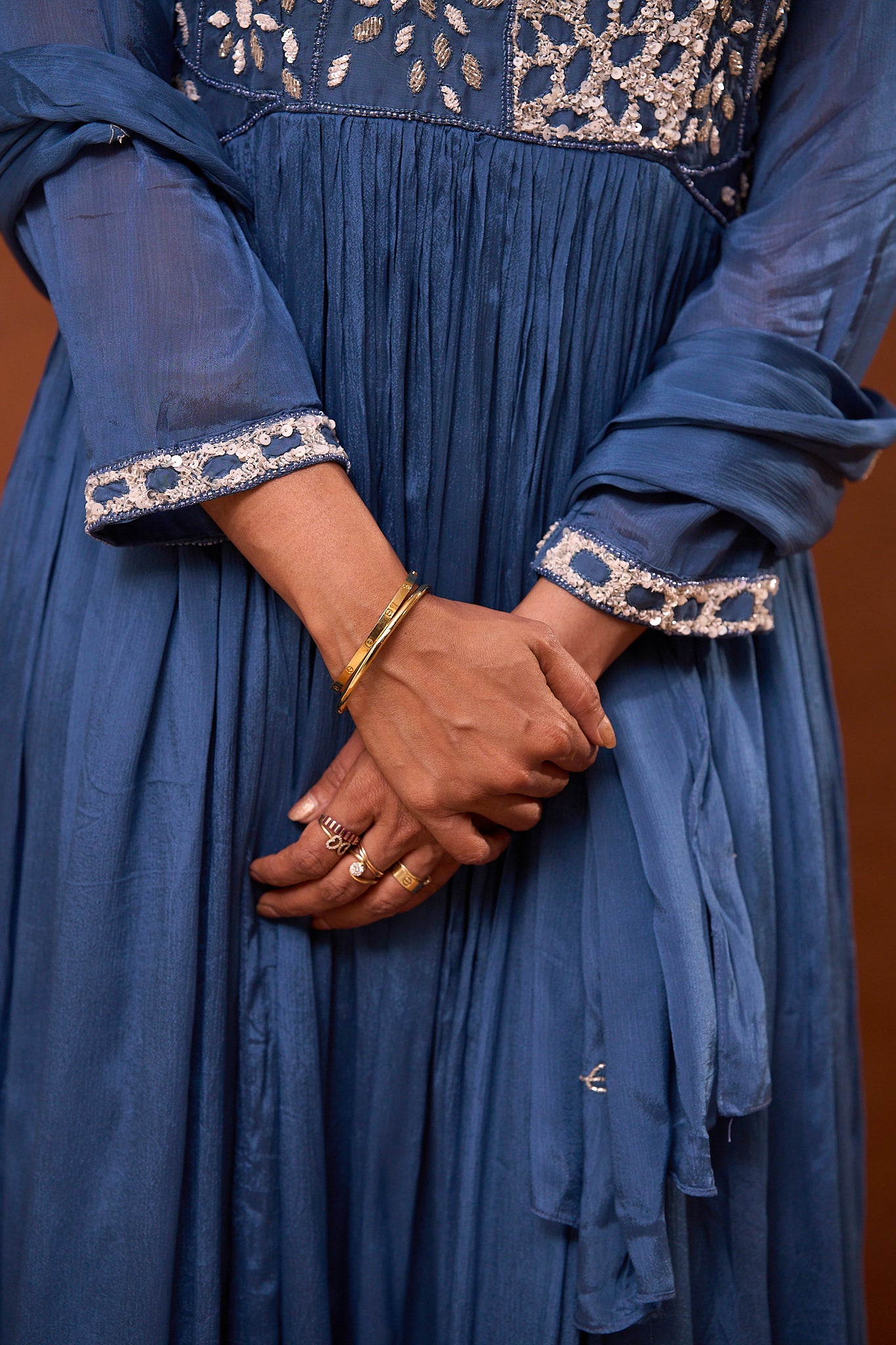 Vara Azure Embroidered Anarkali Dress