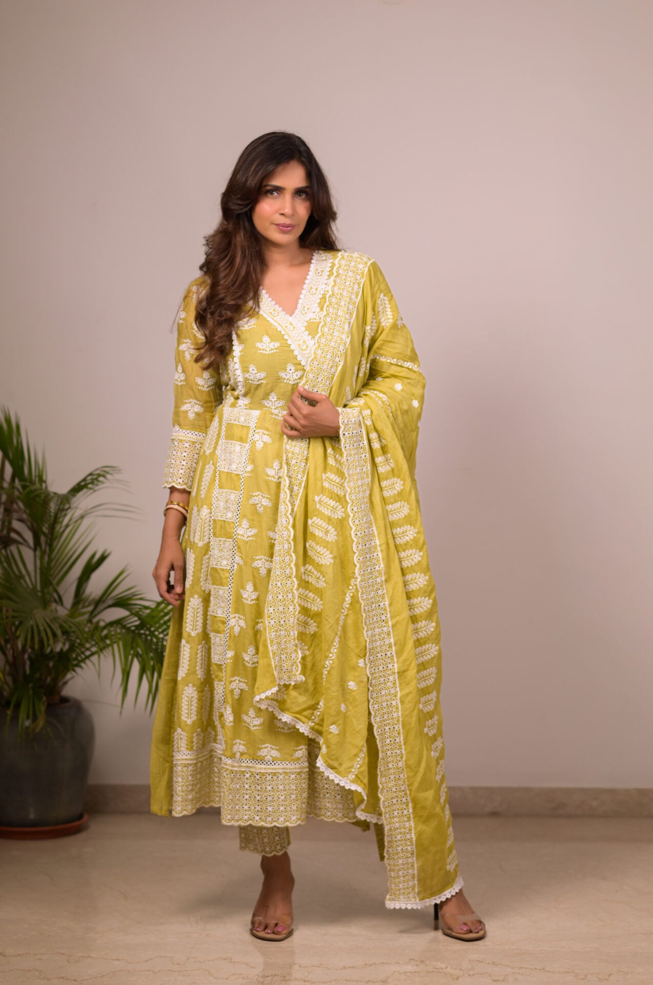 Mehendi-green overlape-Neckline