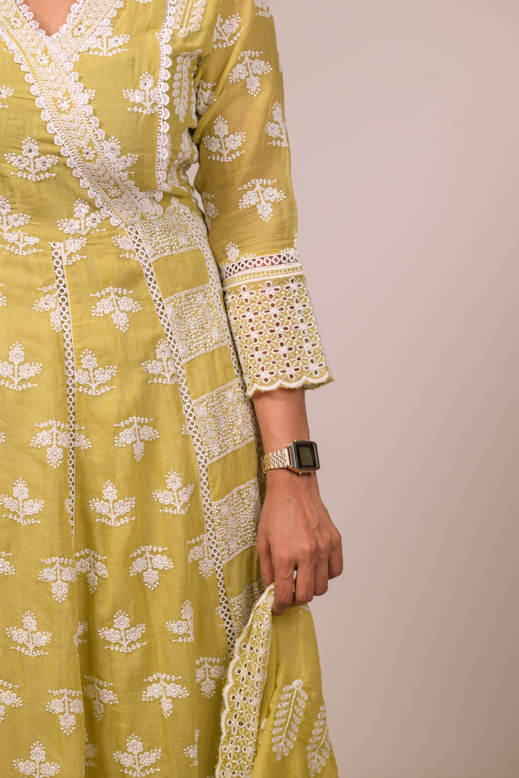 Mehendi-green overlape-Neckline