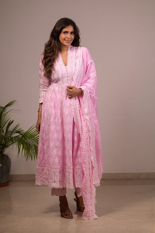 Annarkali baby pink