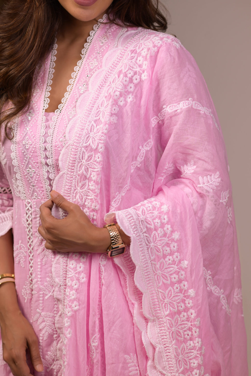 Annarkali baby pink