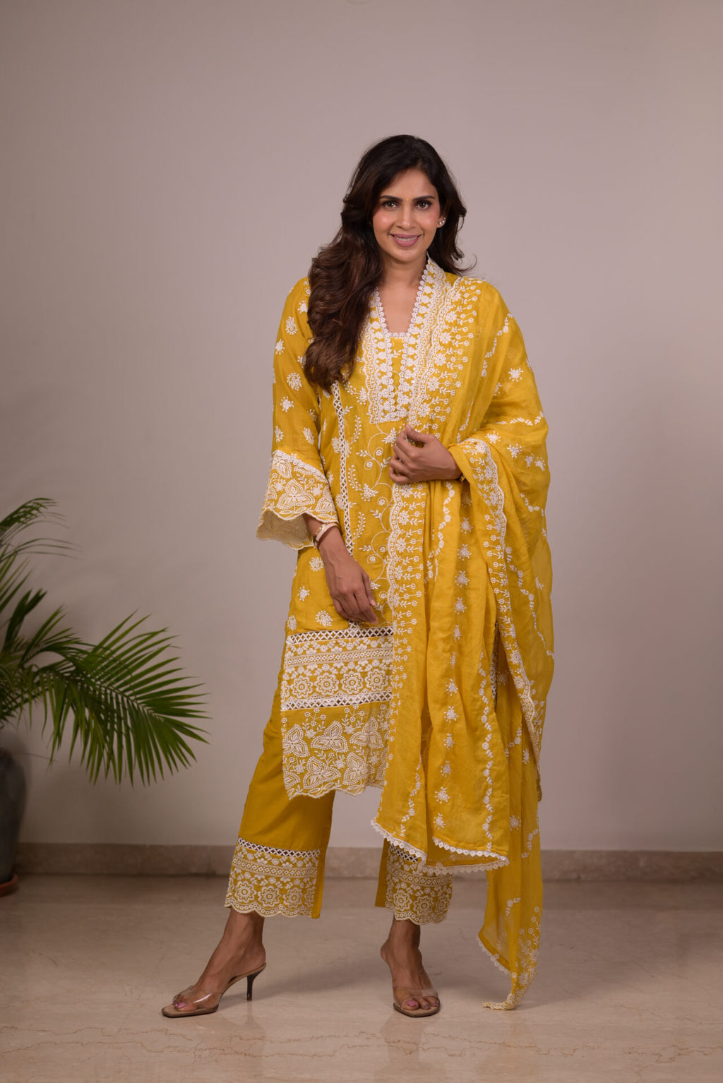Mastard Yellow V Neckline