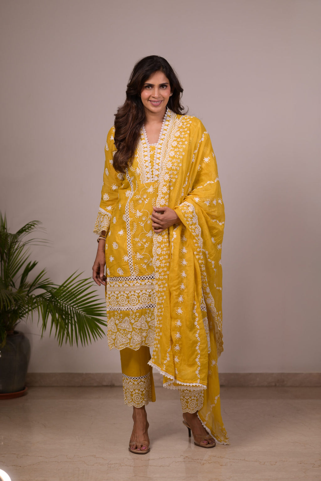 Mastard Yellow V Neckline