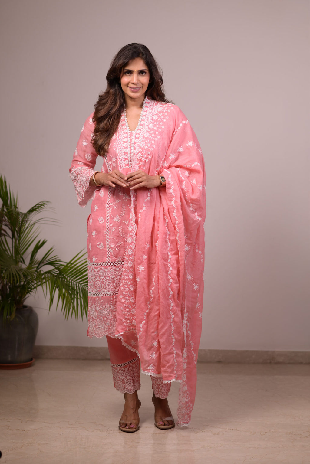 Peach Pink-V-Neckline