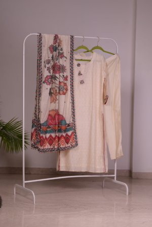 cream rajwadi suit